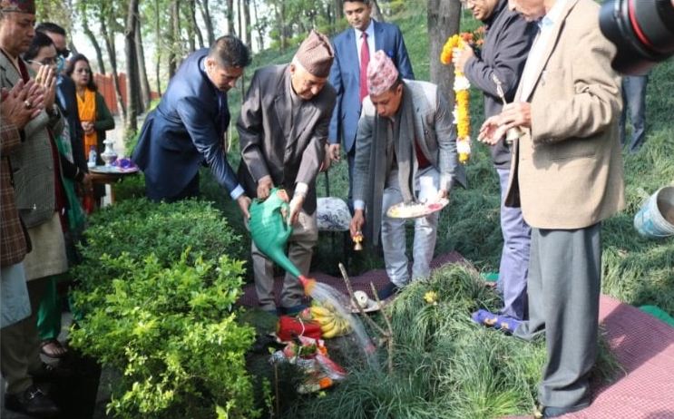 राष्ट्रपति पौडेलद्वारा वनकालीमा वृक्षरोपण